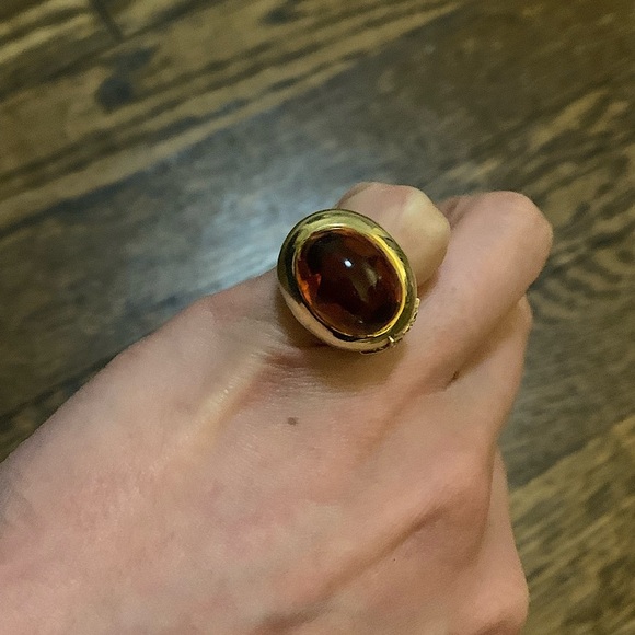 ✨14k Diamond & Cabochon Citrine Ring HEAVY - Picture 6 of 12